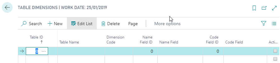 Table Dimensions page